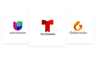 Logotipo de Univisión, logotipo de Telemundo y logotipo de Galavisión
